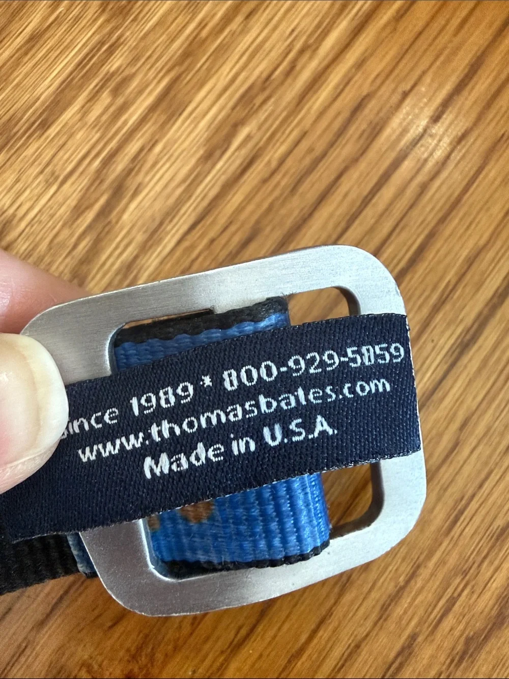 Thomas Bates Campfire Web Belt Blue Made in USA Adjustable 38”